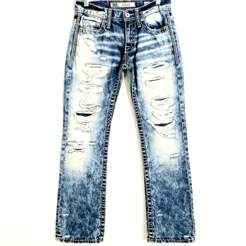 BKE Denim Aiden Distressed Zip Fly Bootleg Jeans